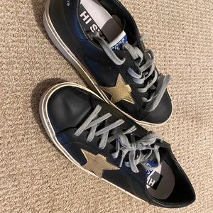 Black leather Golden Goose Hi Star